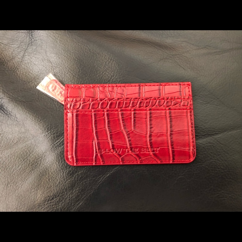 Below the Belt Red Croc Card Holder